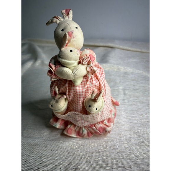 vintage stuffed animal toy called "Russ Luv Pets Mama Bunny with Triplets - Picture 4 of 7